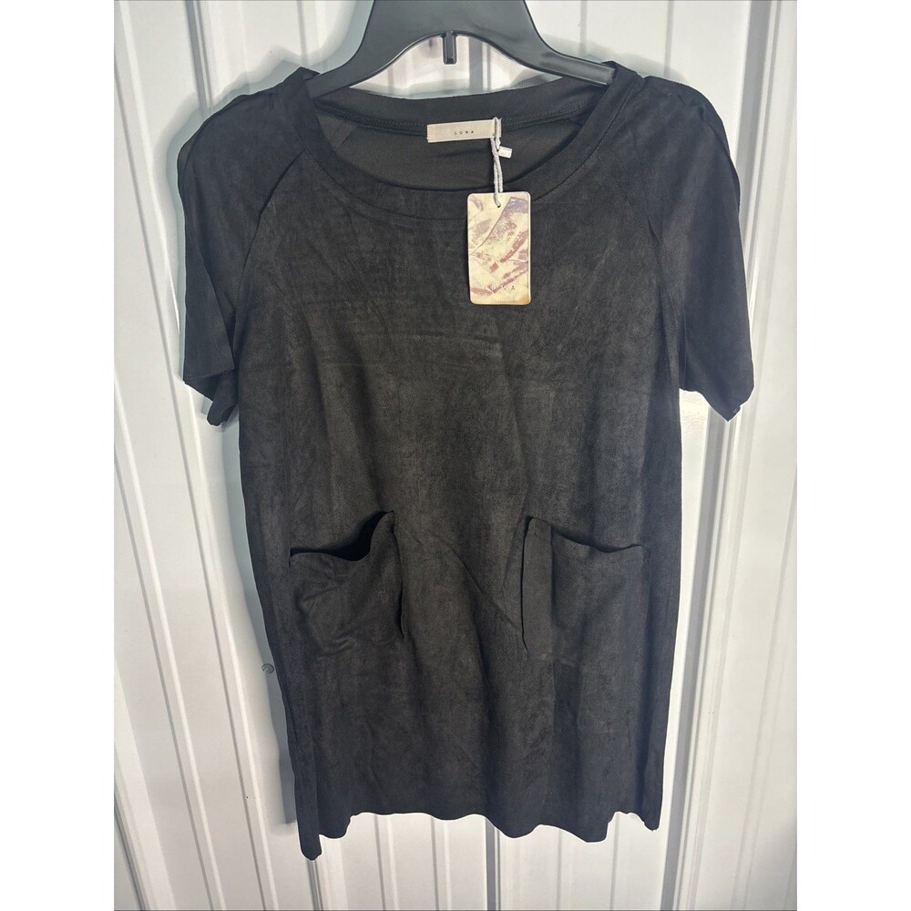 LUNA faux Suede Shift Dress Size L NWT